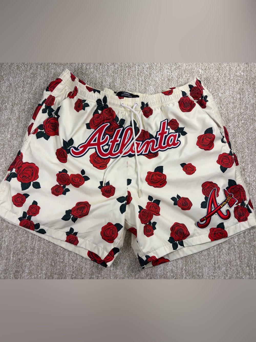 Atlanta Floral Print Bermuda Shorts - Cream & Red